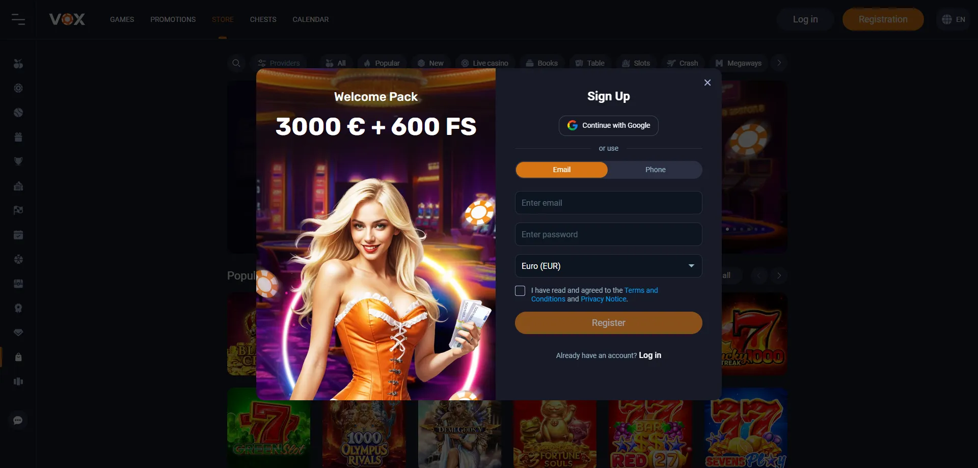 Vox Casino registr&aacute;cia &ndash; postup vytvorenia nov&eacute;ho &uacute;čtu